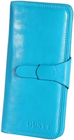 GUSTT Womens RFID Blocking Large Capacity Leather Bifold Wallet Multi Card Organizer with 23 Card Slots (Blue)
