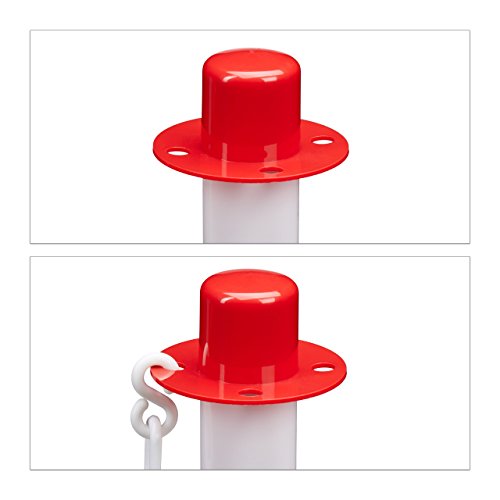 Relaxdays Kettenpfosten H x B x T: ca. 82 x 112 x 28 cm 4 Absperrpfosten aus Kunststoff mit 3 praktischen Absperrketten als Sperrpfosten mit stabilem Standfuß befüllbar mit Wasser, rot-weiß - 3