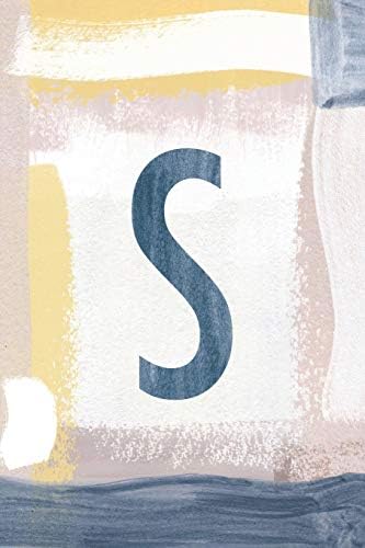 S: Monogram Lined Journal (Notebook/Diary) with Indigo Blue Abstract Painting Cover (Watercolor Monogram)