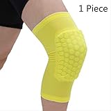 SHALU Genouillère en nid d'abeille Basketball Sport Genouillère Volley-Ball Genouillère Attelle Support Football Compression Manches Jambe M Jaune