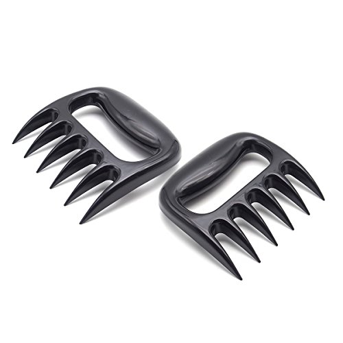 Juego de 2 pinzas para triturar carne, garras para barbacoa, barbacoa, garras de cocina, tenedores para triturar y tallar alimentos (negro)