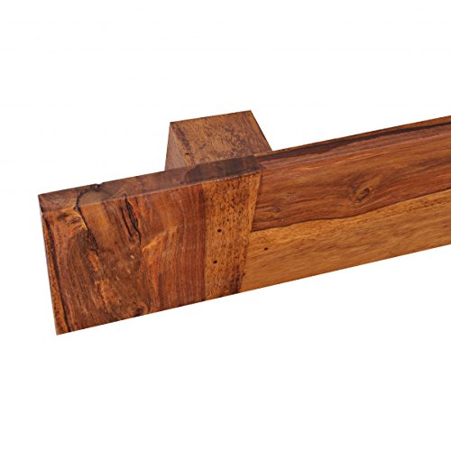 FineBuy Handtuchhalter Massivholz Sheesham 110 cm Wand-Regal Landhaus-Stil Bad-Zubehör Badezimmer-Möbel Natur-Produkt Badregal Design Handtuchständer Naturholz unbehandelt Badablage zum Aufhängen - 4