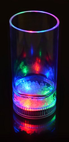 Rattan4Life Bella casa Glas Becher Longdrinkglas 350 ml LED RGB bunt oder blinkend Batterie wechselbar Bar Kunststoff Trinkglas Beleuchtet Cocktail