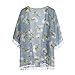 Price comparison product image KaloryWee Women Open Front Outerwear Short Sleeve Print Floral Tassel Tops Blouse