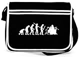 schlagzeug taschen gebraucht  Shirtstreet24, EVOLUTION DRUMMER, Schlagzeuger Retro Messenger Bag Kuriertasche Umhängetasche , Größe: onesize,Schwarz