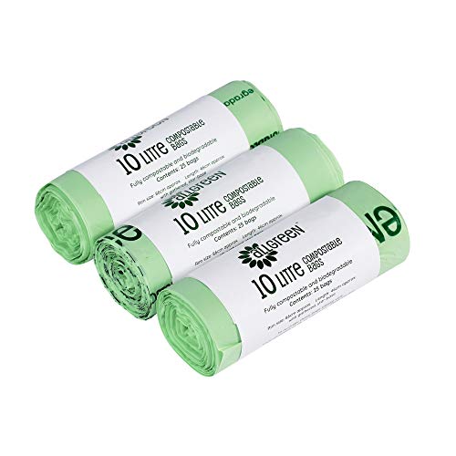 All-Green Sacchetti compostabili BioBag 10 Litri per pattumiere da Cucina Caddy, 75 Sacchetti