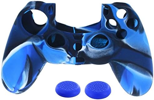 Elecenty 2PC Rocker Cap+1PC Silicone Case Cover For Playstation PS4 Controller Toy (Blue)