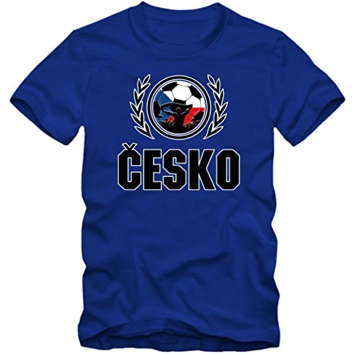 Tschechien EM 2016 #2 T-Shirt | Fußball | Herren | Trikot | Nationalmannschaft, Farbe:Blau (Royalblue L190);Größe:M