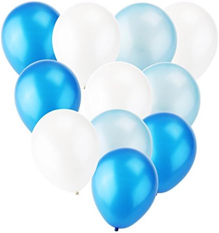 SALOCY Balloons,Blue and White Balloons,12' Latex Wedding Balloons for Party,3 Colors,100 Pcs