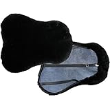 Merino Lammfell Sattelsitzbezug Sattelbezug englisch aus 100% Merinowolle für 16-18 Zoll Sättel schwarz