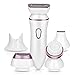 Produktbild YOHOOLYO 4-in-1 Elektrorasierer Gesichtsbürste Haarentferner wiederaufladbare elektrische Gesichtsreinigung Set IPX7 für Beine Füße und Hautpflege Weiß