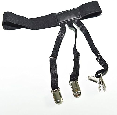 Shirt Stay Garters Belt,Eklead 1 Pair Mens Adjustable Shirt Garter Belt Accessories with Non-slip Locking Clamps(Black)
