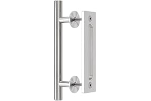 QINAIXQM 24CM Maniglia porta scorrevole maniglia scorrevole della porta del fienile acciaio inossidabile