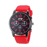 Rcool Herren Luxus Edelstahl Analog Quartz Sport Armbanduhr mit Silikon Gummiband