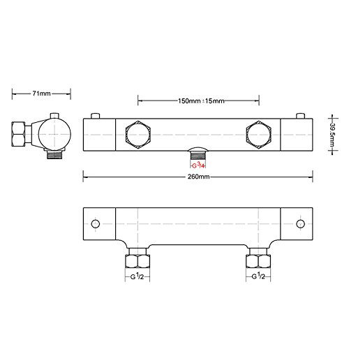 BAYTTER® Duschthermostat Brausethermostat Messing, Chrom Thermostat Duscharmatur Brausebatterie - 5