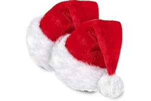 Generico 2pcs Cappello Babbo Natale In Peluche Morbido |Cappello Natale per Adulti e Bambini Unisex |Cappelli Babbo Natale |Cappellini Natale Ideali per Feste Natalizie, Cosplay, Decorazioni e Regali