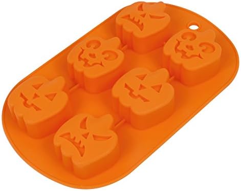 Casa Bonita Halloween Pumpkin-Shape Silicone Chocolate Cake Jelly Candy Moulds Tray Pan Cube 6-Cavity Non Stick Cake Bakewares Moulds