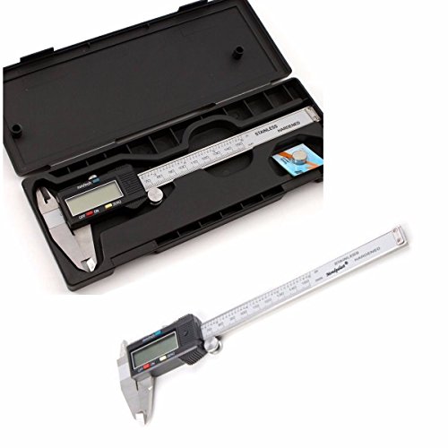 Drillpro LCD Digitaler Messschieber Schieblehre 150mm 6'' Profimessgerät für schnelles und genaues Messen + Etui Caliper