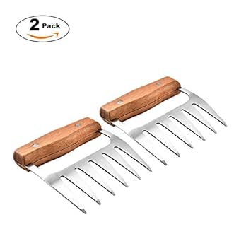 2 Stck Edelstahl Pulled Pork Krallen Edelstahl Pulled Pork Krallenfleischkrallen Mit Wooden Handle Grill Fleischgabel Bbq Grill Party Gabeln Fr Gebratenes Fleisch Bpa Frei Hygienisch Und Einfach Reini