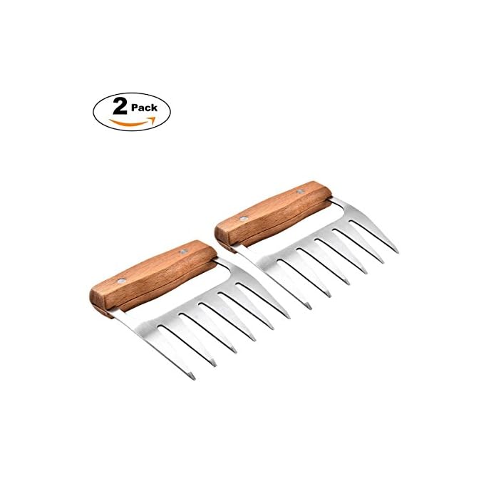 2 Stck Edelstahl Pulled Pork Krallen Edelstahl Pulled Pork Krallenfleischkrallen Mit Wooden Handle Grill Fleischgabel Bbq Grill Party Gabeln Fr Gebratenes Fleisch Bpa Frei Hygienisch Und Einfach Reini