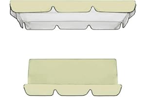 FEEGOW Set di ricambio per dondolo da giardino, 3 posti + copertura per dondolo (beige, 195 x 125 x 15 cm)