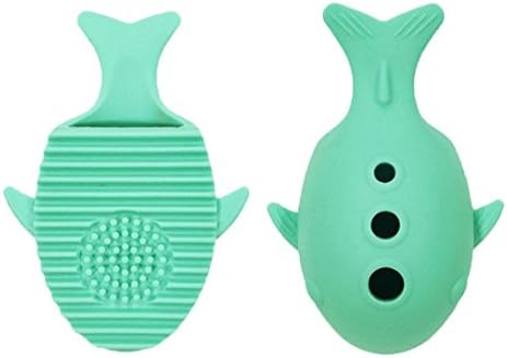 Jieju Silicone Whale Shaped Cleaning Glove Make-up Washing Brush Racks Scrubber Tool Cleaner Cosmetics Board Stand Tool (Green)