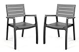 Keter Harmony Outdoor Patio Garden Furniture Armchair Set - Graphite (Garden &amp; Outdoors)