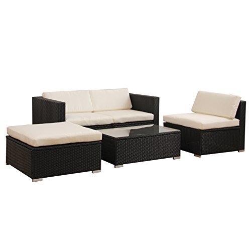 (6034) POLY RATTAN Lounge Schwarz Gartenset Sofa Garnitur Polyrattan Gartenmöbel