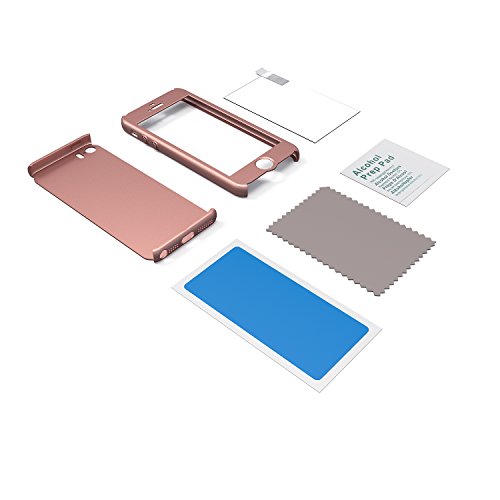 Mobilyos Funda iPhone SE 360 Grados   Cristal Templado   360        Oro Rosa   Case  Cover  Funda iPhone 5s 360 Grados
