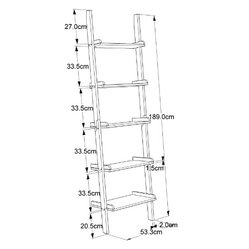 SoBuy® Modernes Leiterregal, Standregal, Bücherregal, Badregal, weiß, Breit: 56cm,FRG17-W - 4