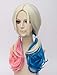 Tsnomore Women's Long Curly Bunches Anime Ponytail Cosplay Wig (white/ pink / blue)