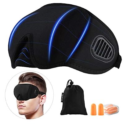 Pretty See Masque pour les yeux yeux bandés 3D avec masque anti-bruit et sac de rangement, adapté aux voyages, sieste et sommeil profond, noir