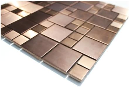 Stainless Steel Mosaic of Tiles for Wall or Floor Copper Look Glass Mosaic 1 Matt
