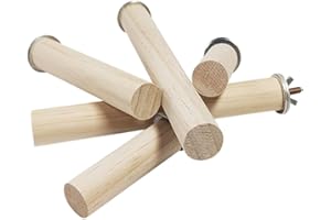 JIHUOO - Perche en bois naturel pour perroquet - Perchoir à oiseaux - Branches de cage à oiseaux - Lot de 5 tailles différentes