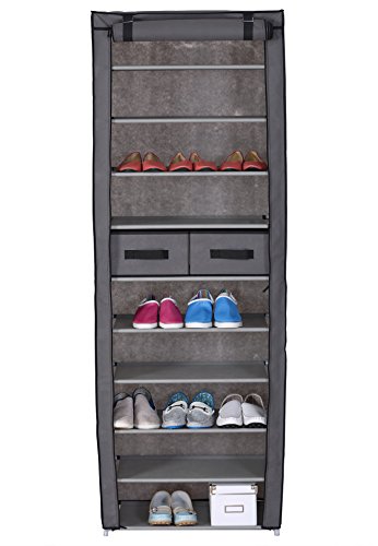WOLTU® SS5018gr-a Schuhschrank Schuhregal Stoff , 11 Schichte Stoffregal Faltschrank , XXL Stoffschuhschrank Stoffschrank Schuhe , Grau , 60x29x175 cm - 5