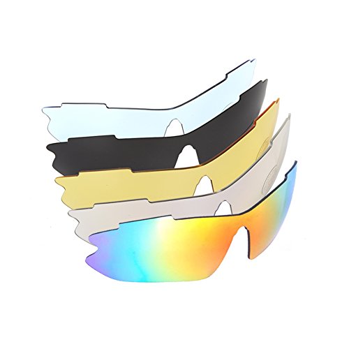 Radbrille Polarisiert Sportbrille QHUI UV400 Outdoor Biegbaren Nasenbügel mit 5 Wechselbare Linsen für Skilaufen Golf Radfahren Laufen Angeln Baseball - 6