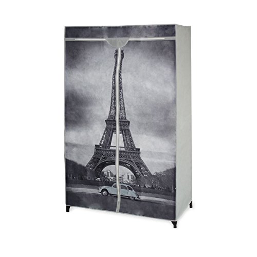 neu.holz] Armario Plegable - Armario ropero Textil - Ideal para Ropa de Temporada y Estudiantes diseño Torre Eiffel