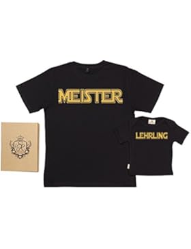 SR - Geschenkpackung Baby Geschenkset - Meister & Lehrling - Set zur Geburt Vater T-Shirt und Baby T-Shirt in...