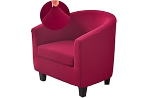 Highdi Sesselschoner Sesselbezug 2-Teilig Weiches Stretch-Spandex Einfarbig Sesselüberwurf Sesselhusse, Tub Chair Covers Cocktailsessel Clubsessel Loungesessel (Burgunderrot)
