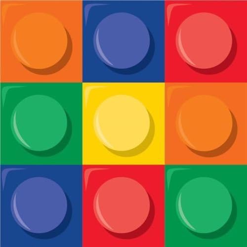 Creative Converting Block Party Paper Beverage Napkins (16 Pack)