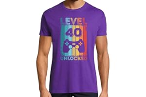 latostadora Camiseta Manga Corta Gaming Level 40 Unlocked 40th Birthday para Hombre - Camiseta Friki - Camisetas para Frikis Gamers Nerds Otakus - Regalos Originales - Ref. 3743724-P