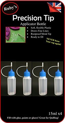 4pc Blue Tip Empty 15ml Bottle Precision/Needle Tip -Ideal for filling GEMTAC, Quilling, Craft, Glue, Glaze Bling my shoes Trademark UK00003085705 (1)