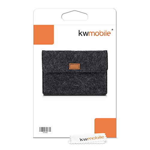 kwmobile Tablettasche Filz Sleeve für 7″ Tablet – Tablet Schutzhülle Tasche Case Hülle in Dunkelgrau mit Innentaschen Innenmaße: ca. 20,9 x 14,0 cm - 7