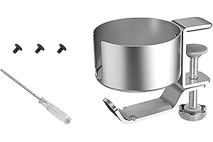 Haptufer 2 in 1 Desk Cup Holder with Headphone Hanger Spill Resistant Cup Holder for Desktop Coffee Cup/Bottle/Earphone -Silver