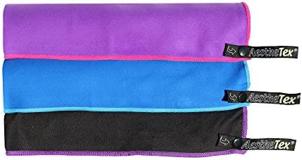 AesthetexMicrofibre Towel with carry bag - a quick dry towel. Great for travel, sports, gym, camping, swim, yoga, pilates, bikram, beach, bath or at home - the perfect travel towel (Purple, Large (180 x 130cm))