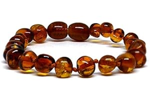 STUNNING AMBER Genuine Baltic Amber Anklet Bracelet Beads Knotted sizes 14-25 cm Cognac Colour