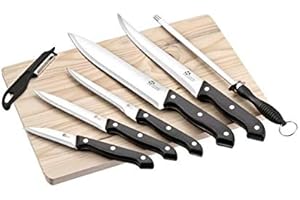 Pradel Excellence Estuche de Tabla de Madera con 5 Cuchillos de Cocina, 1 pelador y 1 Escopeta, metálico