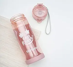 StarKiddo Best Sports Water bottle for Kids ? 550ml ? Durable, Fast Flow, Flip Top Leak Proof Lid w/ One Click Open. (Pink)