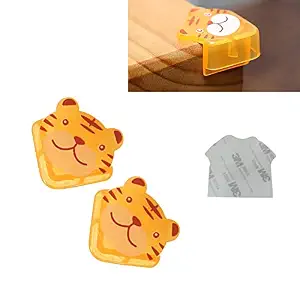 Safe O Kid Tiger Shaped, Compact Corner Safety for Sharp Corners, Yellow, Pack of 8