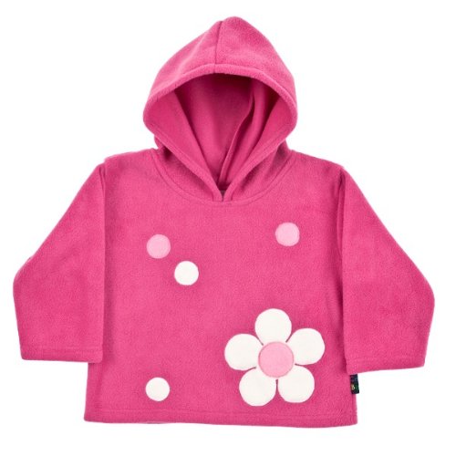 CozyBear FHA03 Pink Fleece Hoody Top with Flower and Spots - Size 1-2 yrs